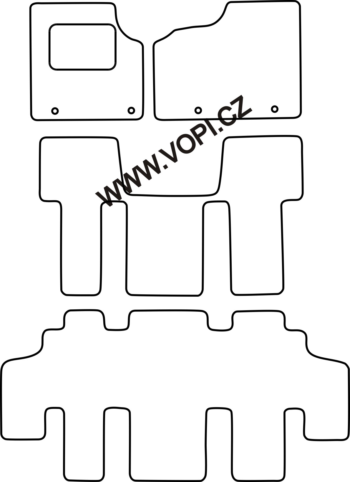 Autokoberce Opel Vivaro 8 míst orig.2014- / 2 x boční dveře,topení v 2 řadě/ Perfectfit (3480)